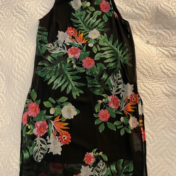 Vince Camuto Black Dress with Pink and Green Floral Print - Picture 2 of 5